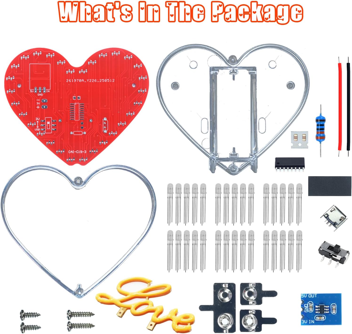 Heart Shaped LED Soldering Kit - Diy Electronics Filament 评论和价格