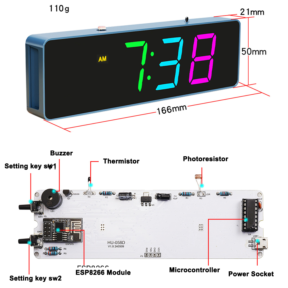 ESP8266 IoT Colorful WiFi Cloc - Useful Diy Electronics 评论和价格