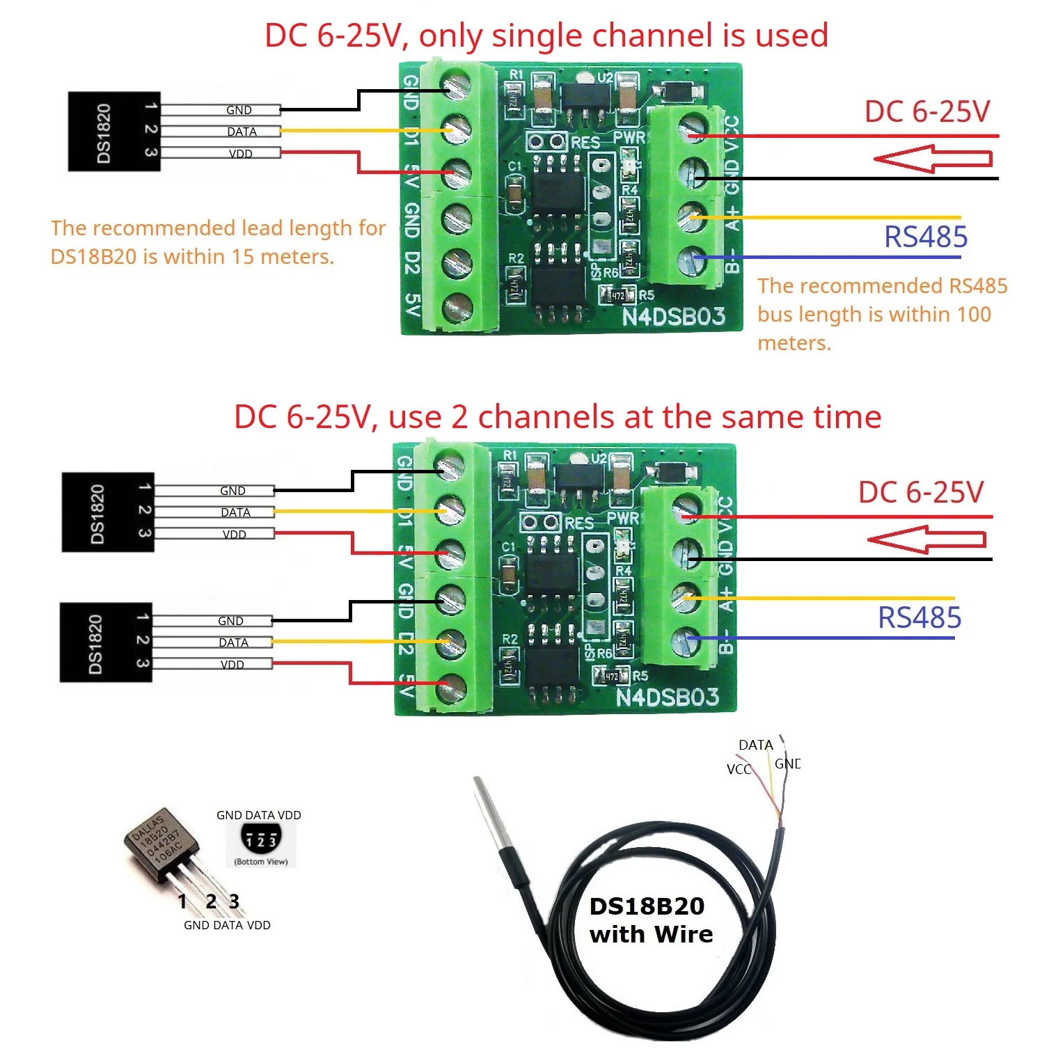 -55 to +125C DS18B20 Sensor  1 - Ds18B20 Temperature Sensor 评论和价格