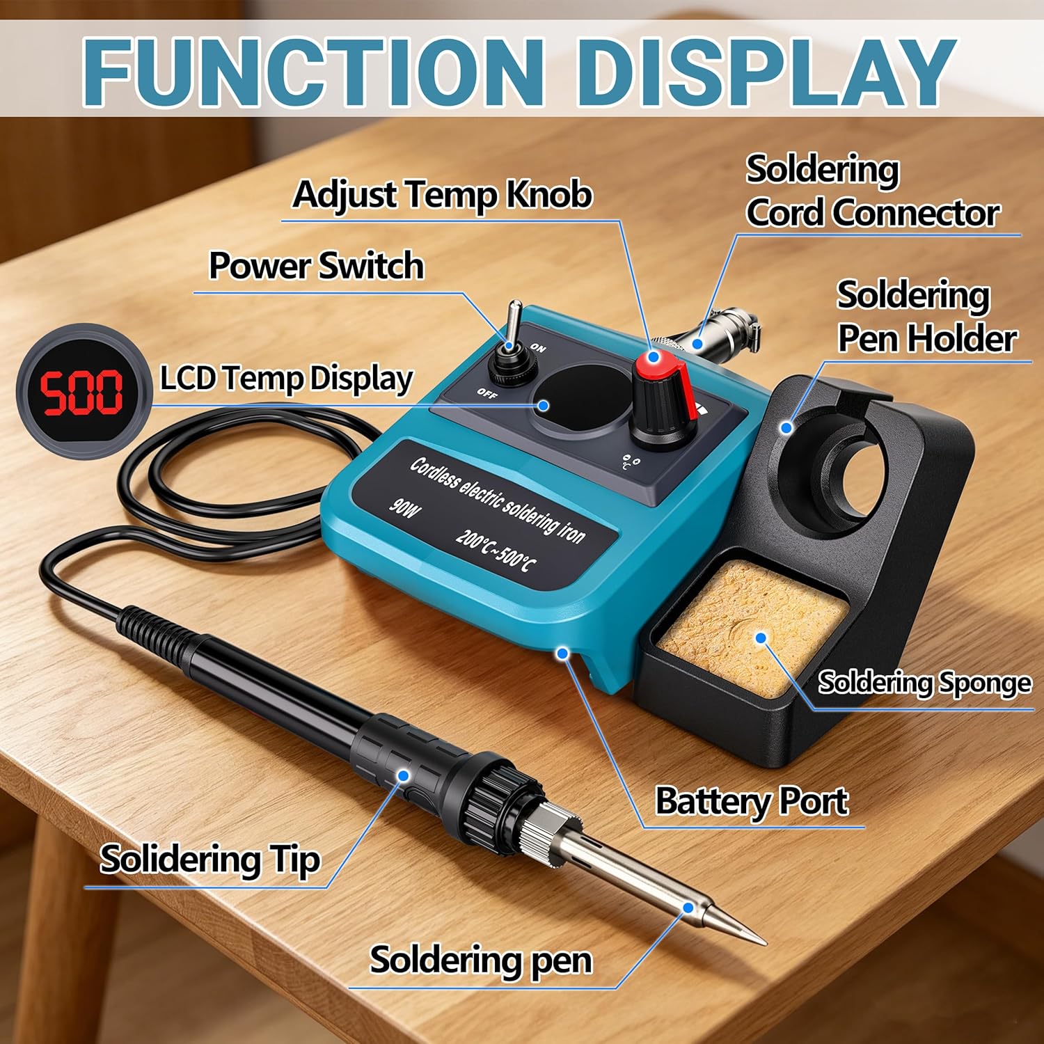 90W LED Digital Cordless Solde - Useful Diy Electronics 评论和价格
