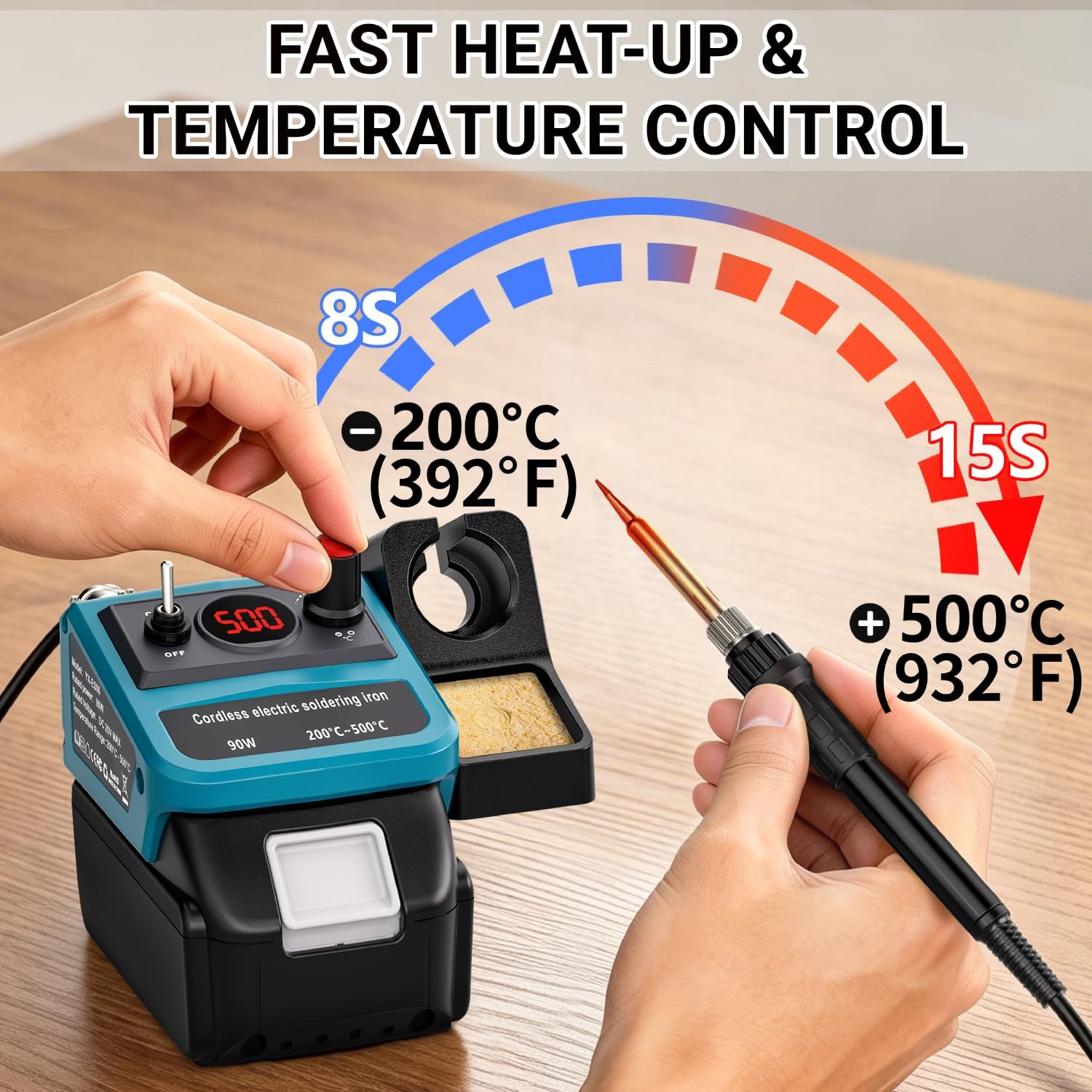 90W LED Digital Cordless Solde - Useful Diy Electronics 评论和价格