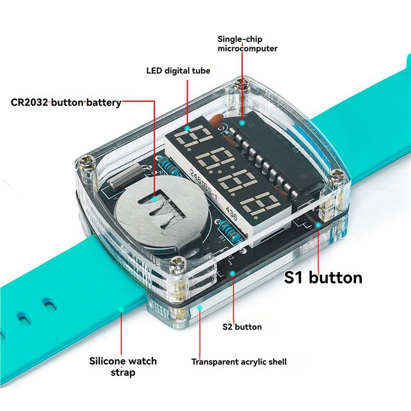 2X DIY Watch LED Watch Electro - Diy Electronics Project Kit 评论和价格